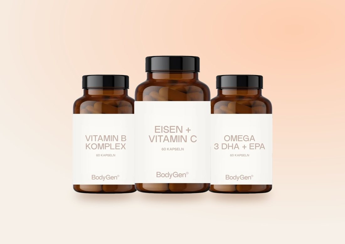 BodyGen Supplements Eisen mit Vitamin C, Vitamin B Komplex und Omega 3